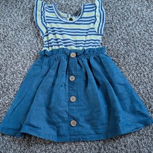 Striped Blue and Yellow Kids Dress